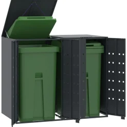 vidaXL skraldespandsskjuler 138x79x117 cm 2 rum stål antracit