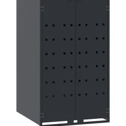 vidaXL skraldespandsskjuler 138x79x117 cm 2 rum stål antracit