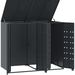 vidaXL skraldespandsskjuler 138x79x117 cm 2 rum stål antracit