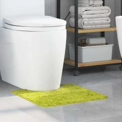 vidaXL Skridsikker badeværelsesmåtte med toiletudskæring Grøn