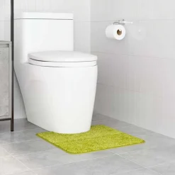 vidaXL Skridsikker badeværelsesmåtte med toiletudskæring Grøn