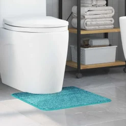 vidaXL Skridsikker badeværelsesmåtte med toiletudskæring Turkis