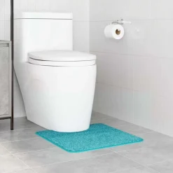 vidaXL Skridsikker badeværelsesmåtte med toiletudskæring Turkis
