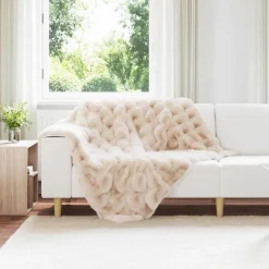 vidaXL Skridsikker tæppe / køkkenklud af kunstig kaninpels Olite Beige