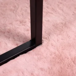 vidaXL Skridsikker tæppe af kunstig kaninpels OLITE Lyserød Polyester