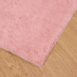 vidaXL Skridsikker tæppe af kunstig kaninpels OLITE Lyserød Polyester