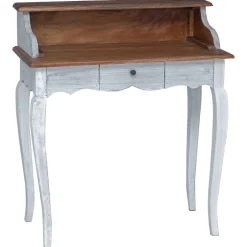 vidaXL Skrivebord Brun og hvid 80 x 40 x 92 cm Massivt mahognitræ