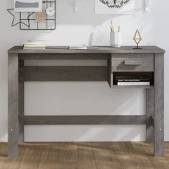 vidaXL skrivebord HAMAR 110x40x75 cm massivt fyrretræ lysegrå