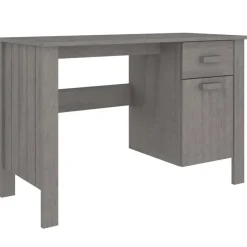 vidaXL skrivebord HAMAR 113x50x75 cm massivt fyrretræ lysegrå