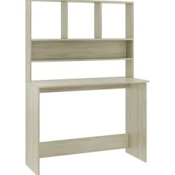 vidaXL skrivebord m. hylder 110x45x157 cm konstrueret træ sonoma-eg
