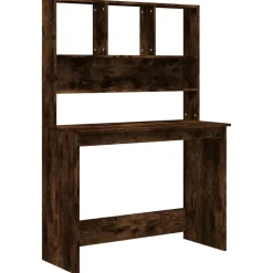 vidaXL skrivebord m. hylder 102x45x148 cm konstrueret træ røget egetræ