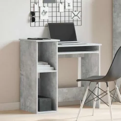 vidaXL skrivebord m. hylder 84x40x78 cm konstrueret træ betongrå