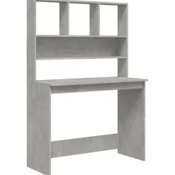 vidaXL skrivebord m. hylder 102x45x148 cm konstrueret træ betongrå