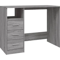 vidaXL skrivebord m. skuffer 102x50x76cm konstrueret træ grå sonoma-eg
