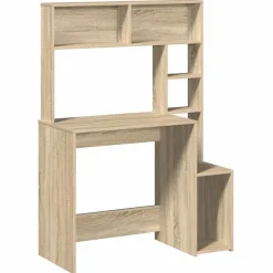 vidaXL skrivebord med hylder 100x45x140 cm konstrueret træ sonoma-eg