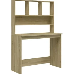 vidaXL skrivebord med hylder 102x45x148 cm konstrueret træ sonoma-eg