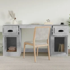 vidaXL skrivebord med skabe konstrueret træ betongrå