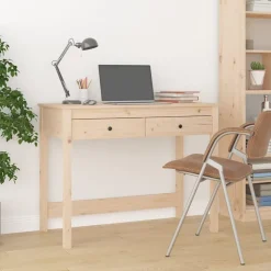 vidaXL skrivebord med skuffer 100x50x78 cm massivt fyrretræ