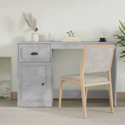 vidaXL skrivebord med skuffe 115x50x75 cm konstrueret træ betongrå