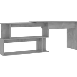 vidaXL skrivebord til hjørne 200x50x76 cm konstrueret træ betongrå