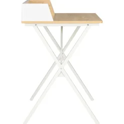 vidaXL skrivebord 80x50x84 cm hvid og naturfarvet