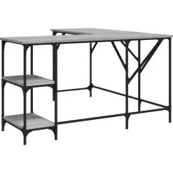 vidaXL skrivebord 139x139x75 cm konstrueret træ grå sonoma-eg