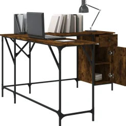 vidaXL skrivebord 141x141x75 cm konstrueret træ røget egetræsfarve