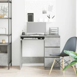 vidaXL skrivebord 90x45x76 cm konstrueret træ betongrå