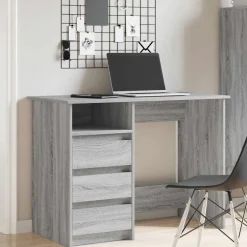 vidaXL skrivebord 102x50x75 cm konstrueret træ grå sonoma-eg