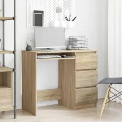 vidaXL skrivebord 90x45x76 cm konstrueret træ sonoma-eg