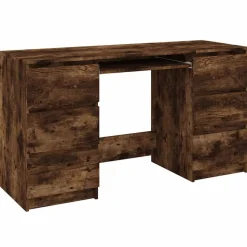 vidaXL skrivebord 140x50x77 cm konstrueret træ røget egetræsfarve