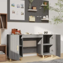 vidaXL skrivebord 140x50x75 cm konstrueret træ grå sonoma-eg