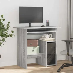 vidaXL skrivebord 80x45x74 cm konstrueret træ grå sonoma-eg