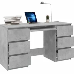 vidaXL skrivebord 140x50x77 cm konstrueret træ betongrå