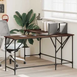 vidaXL skrivebord 149x149x75 cm konstrueret træ brun egetræsfarve