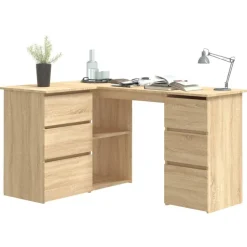 vidaXL skrivebord 145x100x76 cm konstrueret træ sonoma-eg