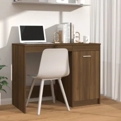 vidaXL skrivebord 100x50x76 cm konstrueret træ brun egetræsfarve