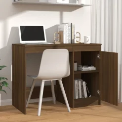vidaXL skrivebord 100x50x76 cm konstrueret træ brun egetræsfarve