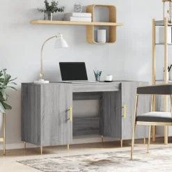 vidaXL skrivebord 140x50x75 cm konstrueret træ grå sonoma-eg