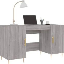 vidaXL skrivebord 140x50x75 cm konstrueret træ grå sonoma-eg