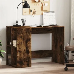 vidaXL skrivebord 102x50x75 cm konstrueret træ røget egetræsfarve