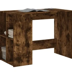 vidaXL skrivebord 102x50x75 cm konstrueret træ røget egetræsfarve