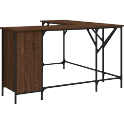 vidaXL skrivebord 141x141x75 cm konstrueret træ brun egetræsfarve