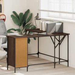 vidaXL skrivebord 141x141x75 cm konstrueret træ brun egetræsfarve