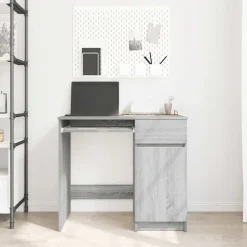 vidaXL skrivebord 86x49x76 cm konstrueret træ grå sonoma-eg