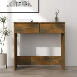 vidaXL skrivebord 80x40x75 cm konstrueret træ røget egetræsfarve