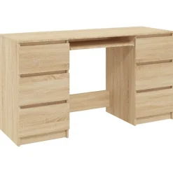 vidaXL skrivebord 140x50x77 cm konstrueret træ sonoma-eg