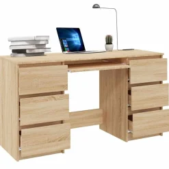 vidaXL skrivebord 140x50x77 cm konstrueret træ sonoma-eg