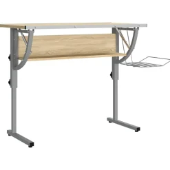 vidaXL skrivebord 110x53x(58-87) cm konstrueret træ stål sonoma-eg grå