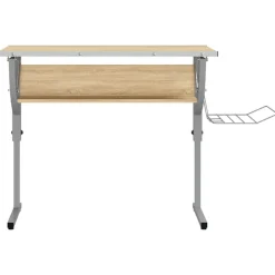 vidaXL skrivebord 110x53x(58-87) cm konstrueret træ stål sonoma-eg grå